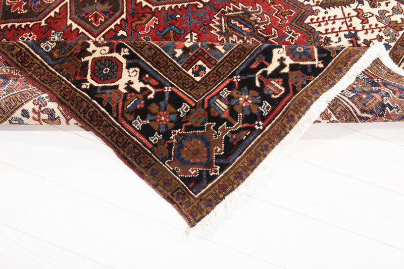 9' x 6' 9" Excellent Hand-Knotted Vintage Red Geometric Tribal Area Rug - Yasi & Fara 