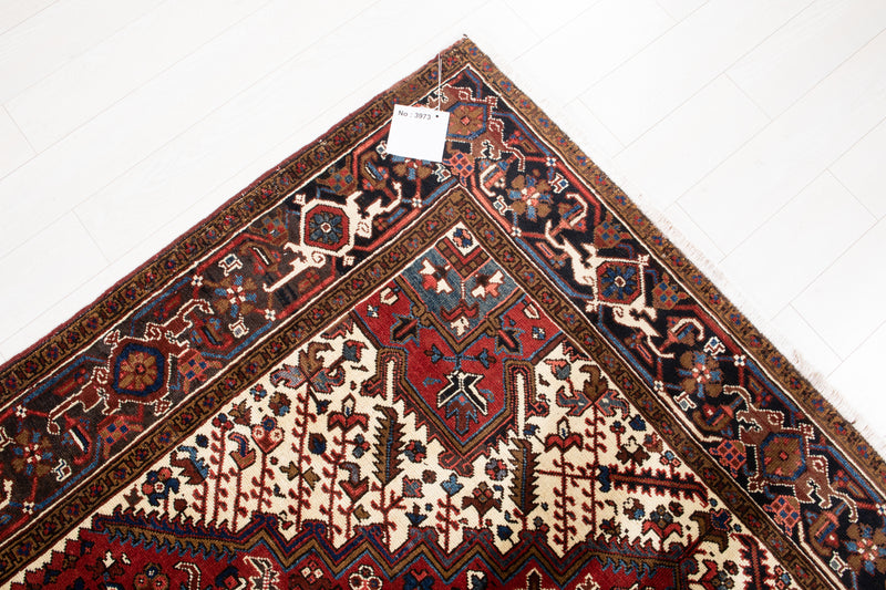 9' x 6' 9" Excellent Hand-Knotted Vintage Red Geometric Tribal Area Rug - Yasi & Fara 