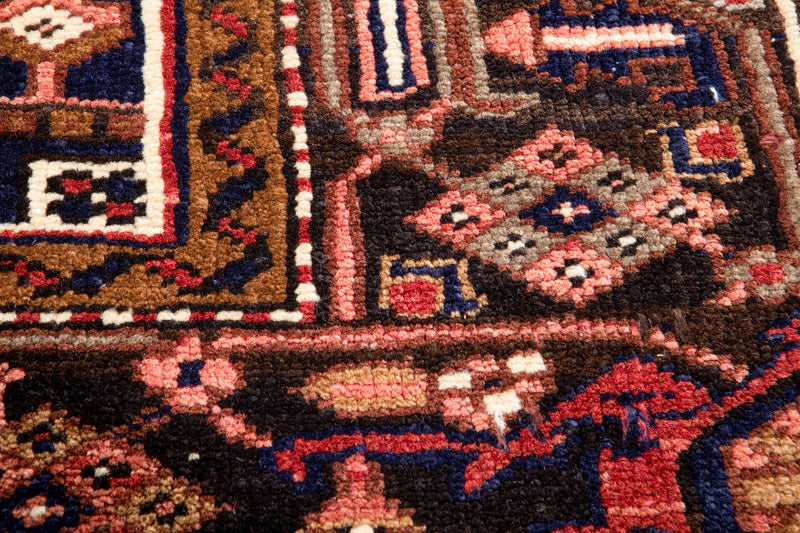 9' 7" x 6' 10" Excellent Hand-Knotted Vintage Red Geometric Area Rug - Yasi & Fara 