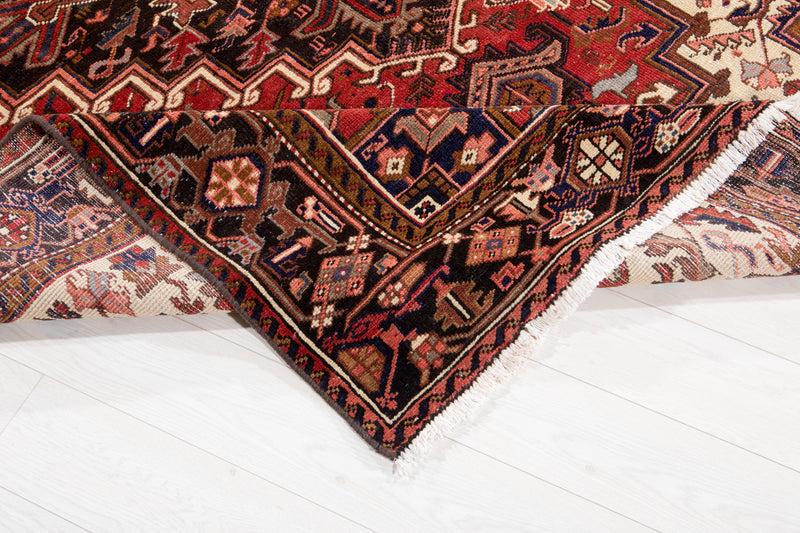 9' 7" x 6' 10" Excellent Hand-Knotted Vintage Red Geometric Area Rug - Yasi & Fara 