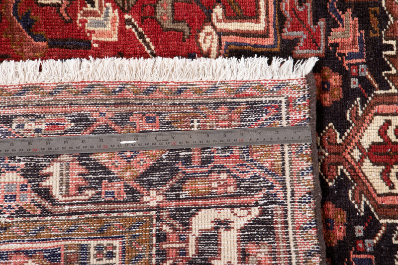 9' 7" x 6' 10" Excellent Hand-Knotted Vintage Red Geometric Area Rug - Yasi & Fara 