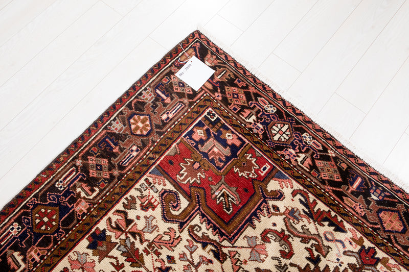9' 7" x 6' 10" Excellent Hand-Knotted Vintage Red Geometric Area Rug - Yasi & Fara 