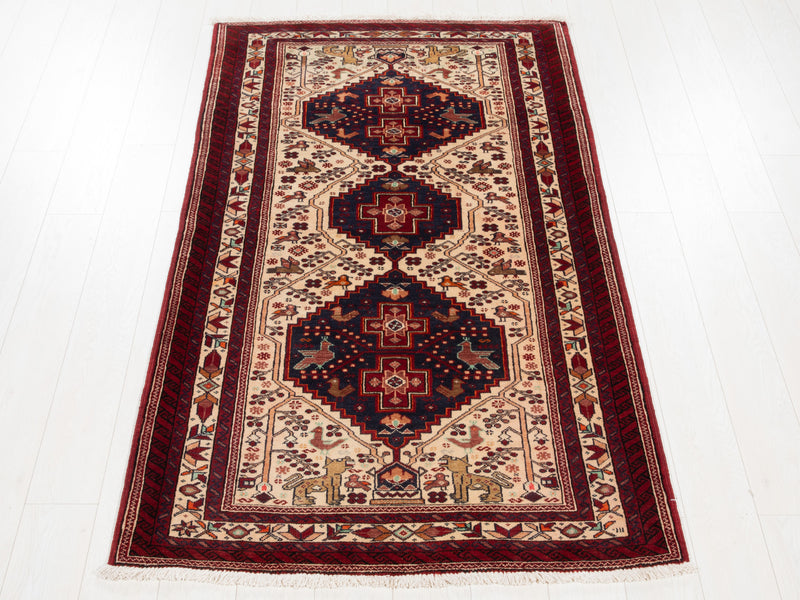 6' 8" x 3' 7" Excellent Hand-Knotted Vintage Collectible Fine Tribal Rug - Yasi & Fara 