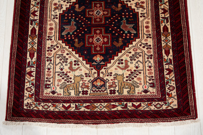 6' 8" x 3' 7" Excellent Hand-Knotted Vintage Collectible Fine Tribal Rug - Yasi & Fara 
