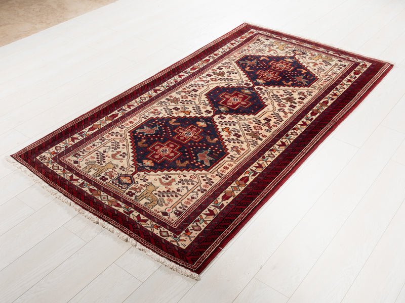 6' 8" x 3' 7" Excellent Hand-Knotted Vintage Collectible Fine Tribal Rug - Yasi & Fara 