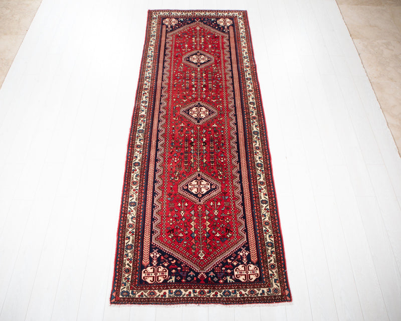 9' 5" x 3' 5" Excellent Hand-Knotted Vintage Tribal Runner Rug - Yasi & Fara 
