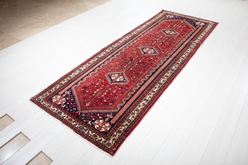 9' 5" x 3' 5" Excellent Hand-Knotted Vintage Tribal Runner Rug - Yasi & Fara 