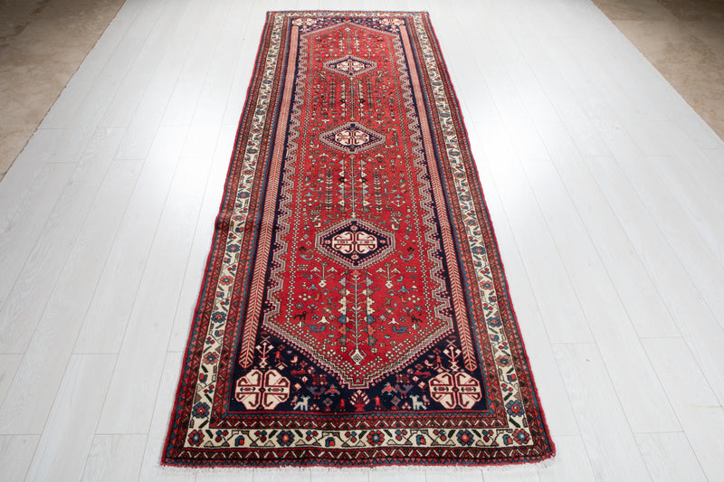9' 5" x 3' 5" Excellent Hand-Knotted Vintage Tribal Runner Rug - Yasi & Fara 