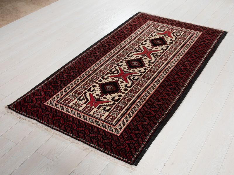6' 7" x 3' 7" Excellent Hand-Knotted Vintage Fine Baluch Tribal Rug - Yasi & Fara 