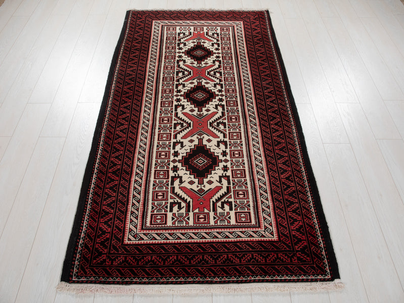 6' 7" x 3' 7" Excellent Hand-Knotted Vintage Fine Baluch Tribal Rug - Yasi & Fara 