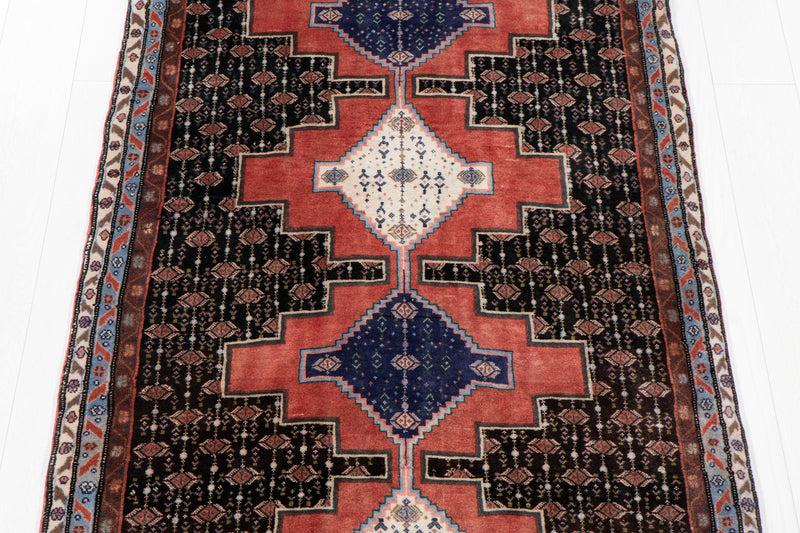 9' 9" x 3' 5 Excellent Hand-Knotted Vintage Tribal Runner Rug - Yasi & Fara 
