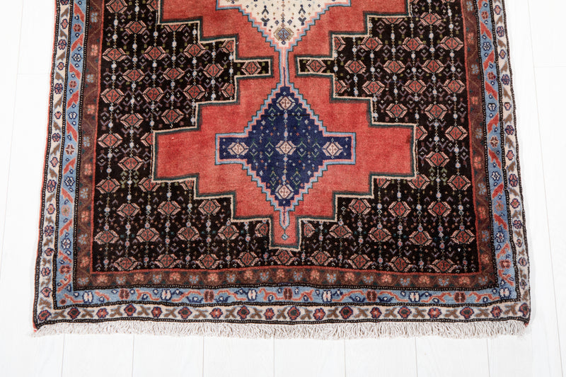 9' 9" x 3' 5 Excellent Hand-Knotted Vintage Tribal Runner Rug - Yasi & Fara 