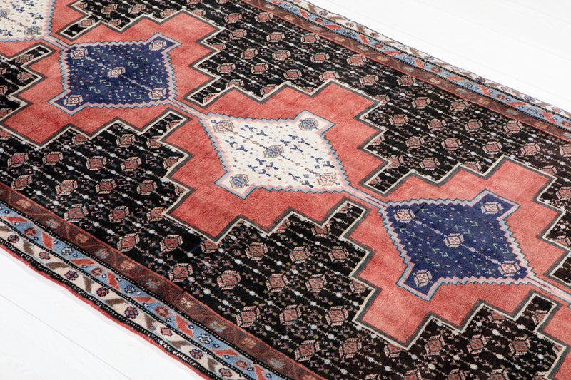 9' 9" x 3' 5 Excellent Hand-Knotted Vintage Tribal Runner Rug - Yasi & Fara 