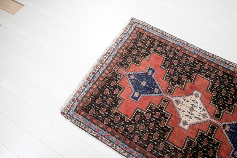 9' 9" x 3' 5 Excellent Hand-Knotted Vintage Tribal Runner Rug - Yasi & Fara 