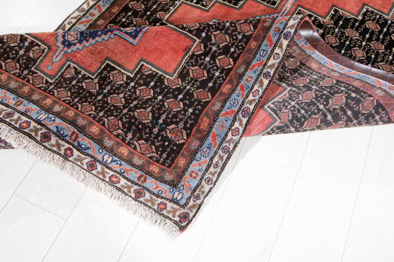 9' 9" x 3' 5 Excellent Hand-Knotted Vintage Tribal Runner Rug - Yasi & Fara 