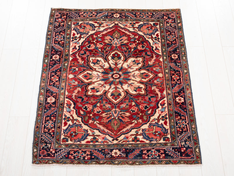 4' 5" x 3' 8" Excellent Hand-Knotted Vintage Collectible Tribal Rug