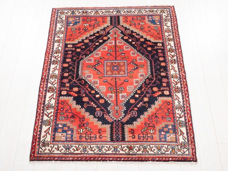 5' 4" x 4' Excellent Hand-Knotted Vintage Tribal Rug - Yasi & Fara 