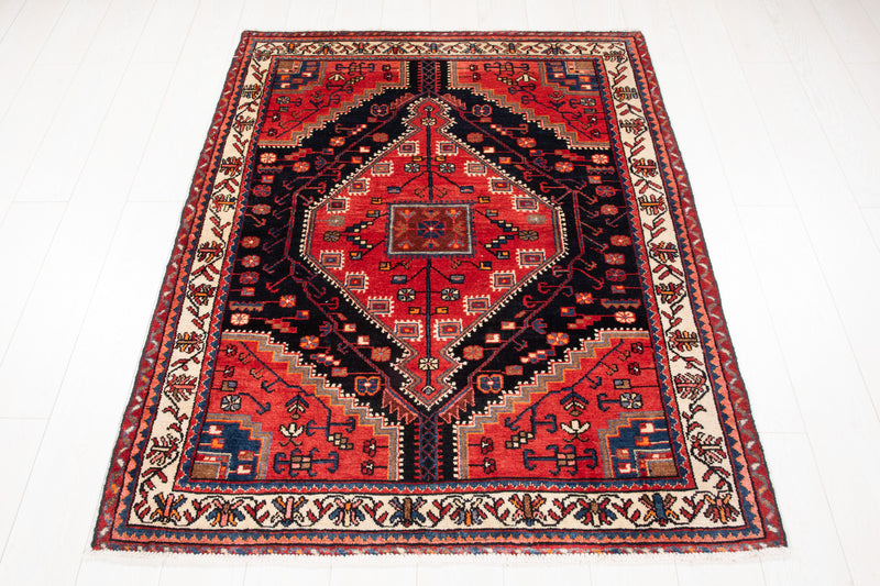 5' 4" x 4' Excellent Hand-Knotted Vintage Tribal Rug - Yasi & Fara 