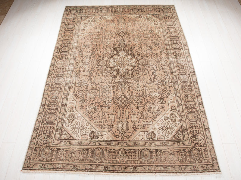 9' 6" x 6' 4" Excellent Hand-Knotted Antique Neutral Area Rug - Yasi & Fara 