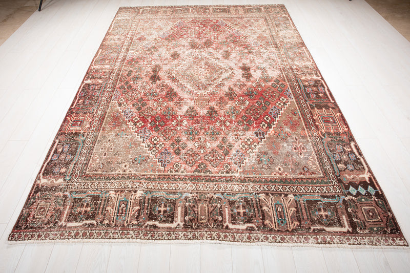 9' 8" x 6' 6" Excellent Hand-Knotted Antique Distressed Area Rug - Yasi & Fara 