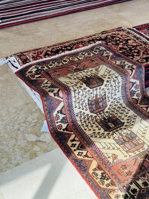 5' 4" x 3' 3" Excellent Hand-Knotted Vintage Tribal Rug - Yasi & Fara 