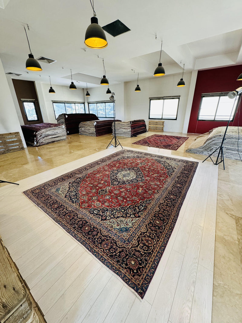 12' 11" x 9' 6" Excellent Hand-Knotted Vintage Large Area Rug - Yasi & Fara 