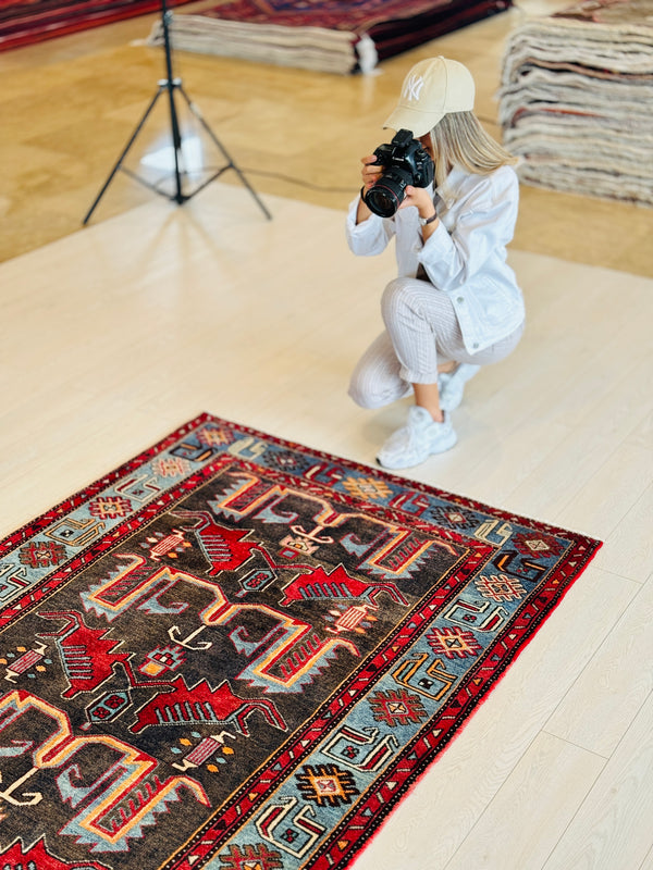 7' x 4' 2" Excellent Hand-Knotted Vintage Tribal Rug - Yasi & Fara 