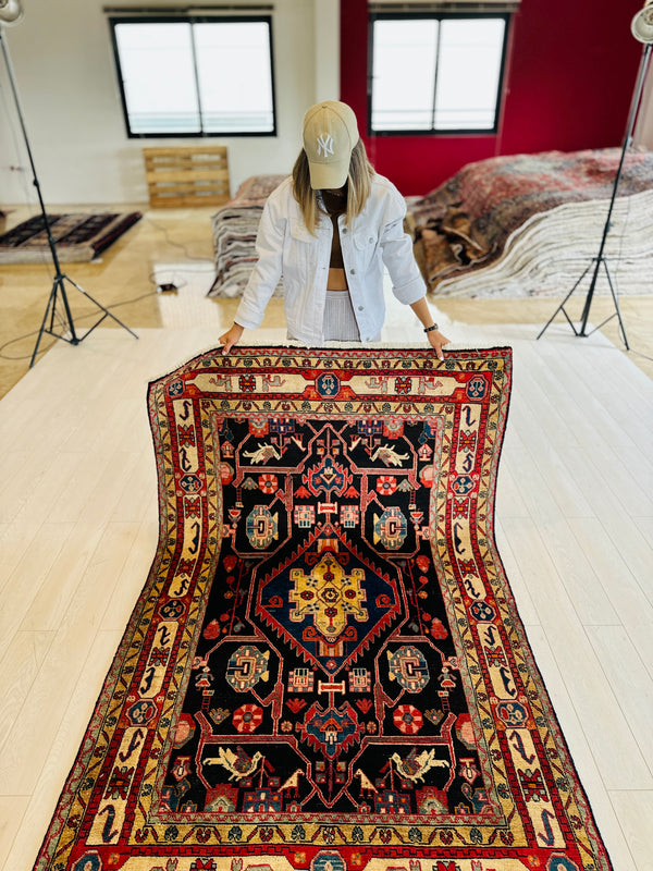 7' 4" x 4' 8" Excellent Hand-Knotted Vintage Tribal Rug - Yasi & Fara 