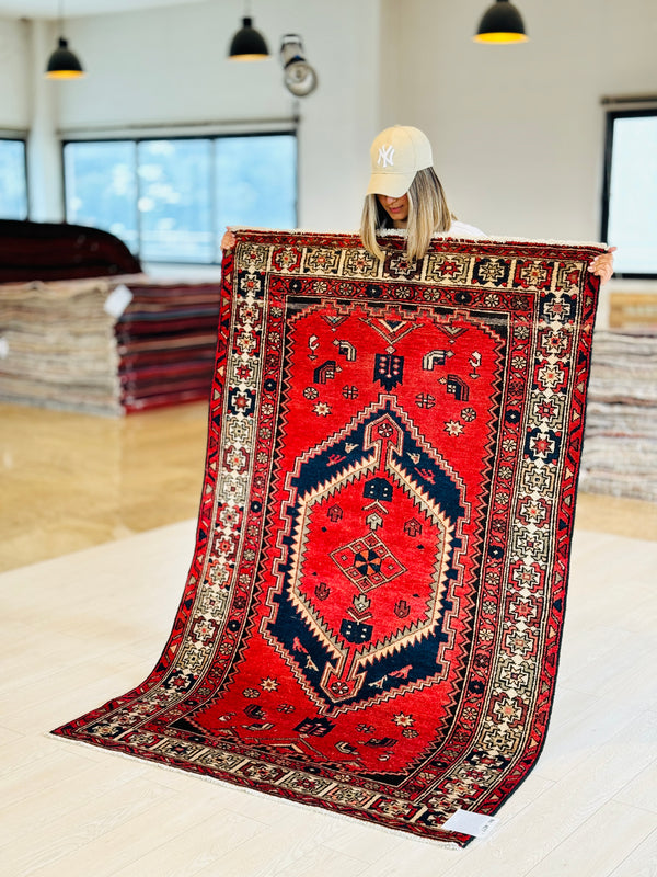 6' 3" x 4' Excellent Hand-Knotted Vintage Tribal Rug - Yasi & Fara 