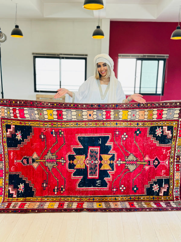 7' 3" x 4' 7" Excellent Hand-Knotted Antique Tribal Rug