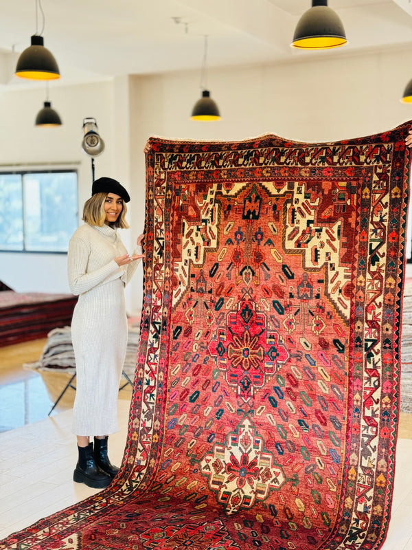 11' 4" x 5' Excellent Hand-Knotted Vintage Tribal Rug - Yasi & Fara 
