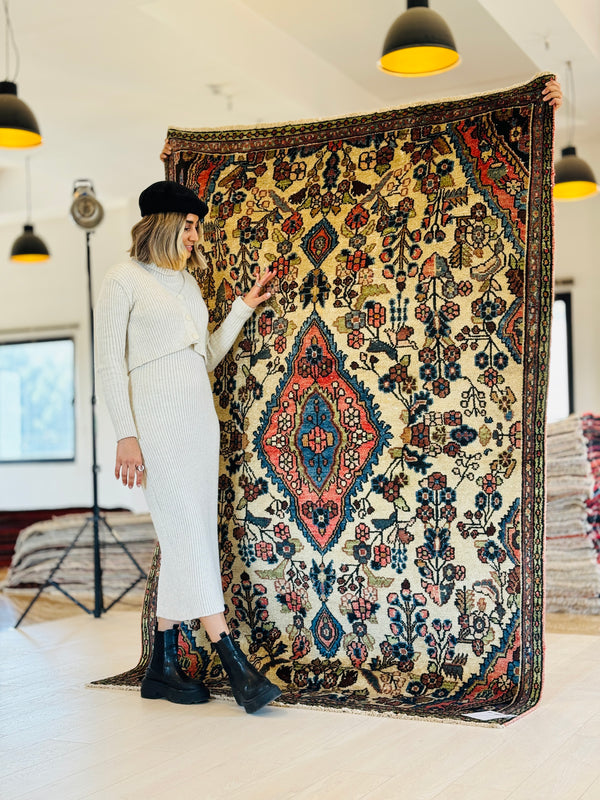 7' 6" x 5' Excellent Hand-Knotted Vintage Tribal Rug - Yasi & Fara 