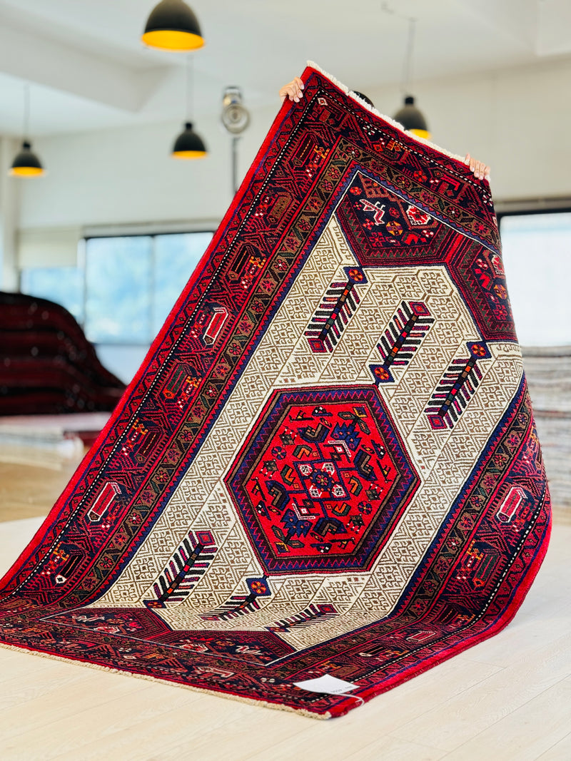 7' 4" x 4' 7" Excellent Hand-Knotted Fine Vintage Tribal Rug - Yasi & Fara 