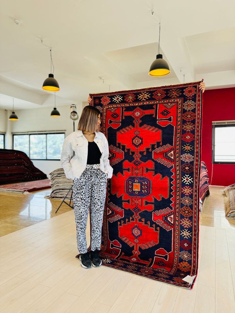 7' 3" x 4' 3" Excellent Hand-Knotted Vintage Tribal Rug - Yasi & Fara 