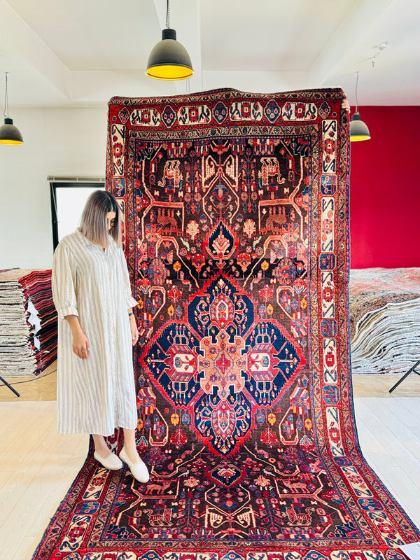 11' 7" x 5' 8" Excellent Hand-Knotted Vintage Tribal Rug - Yasi & Fara 