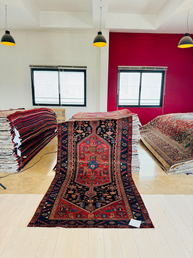 9' 1" x 4' 2" Excellent Hand-Knotted Vintage Tribal Rug - Yasi & Fara 