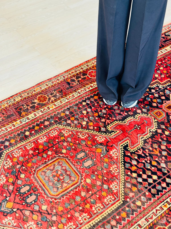 11' 8" x 5' 1" Excellent Hand-Knotted Vintage Tribal Rug