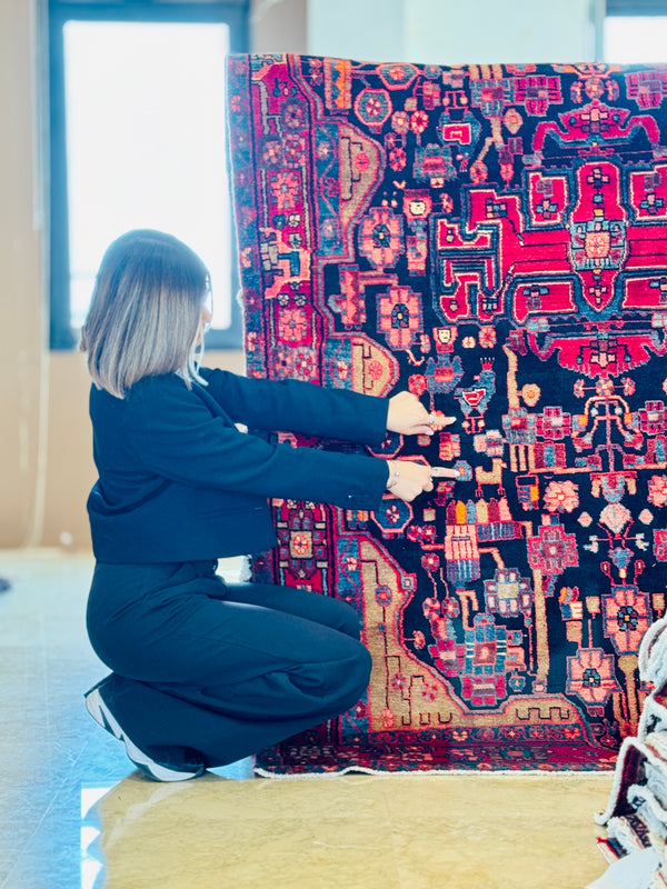 8' 1" x 5' 2" Excellent Hand-Knotted Vintage Tribal Rug