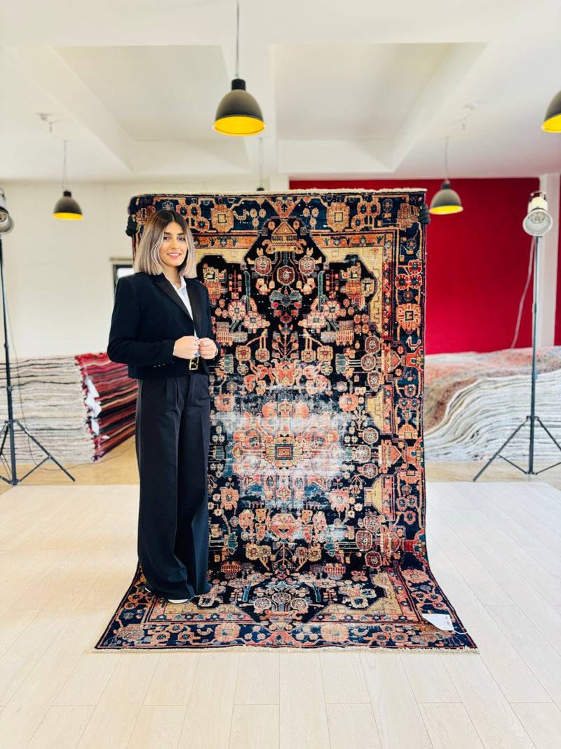 8' 3" x 4' 9" Excellent Hand-Knotted Antique Distressed Tribal Rug