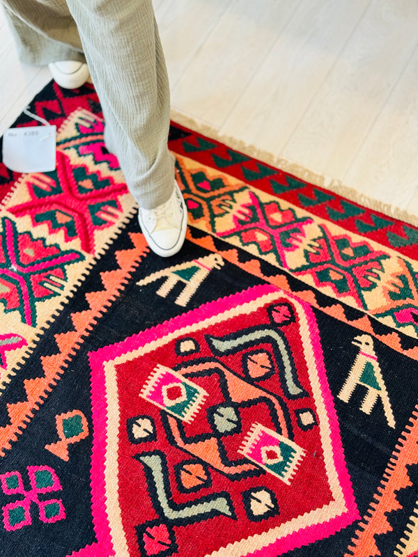 11' 8" x 4' 9" Excellent Handwoven Vintage Tribal Kilim Rug