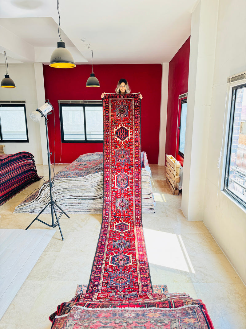 16' 7" x 2' 6" Excellent Hand-Knotted Vintage Long Collectible Tribal Runner Rug - Yasi & Fara 