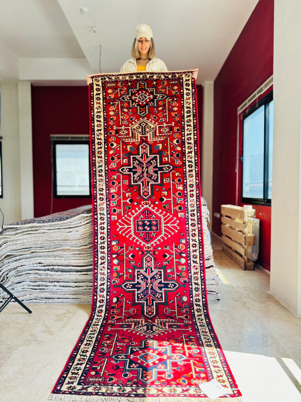 10' 4" x 3' 4" Excellent Hand-Knotted Vintage Tribal Runner Rug - Yasi & Fara 