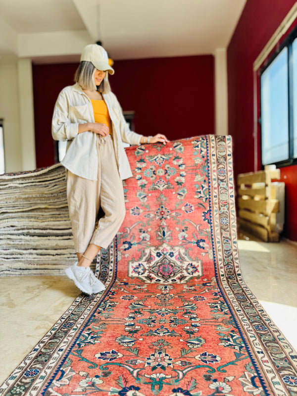 9' 8" x 3' 5" Excellent Hand-Knotted Vintage Tribal Runner Rug - Yasi & Fara 