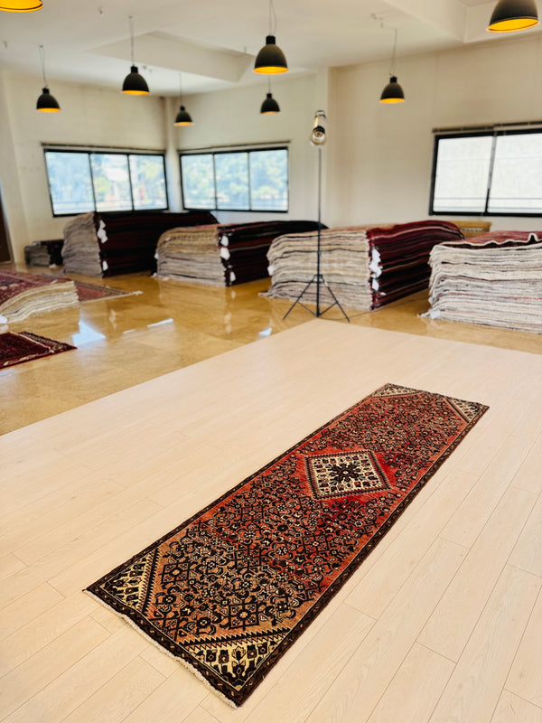 9' x 2' 8" Excellent Hand-Knotted Vintage Tribal Runner Rug - Yasi & Fara 