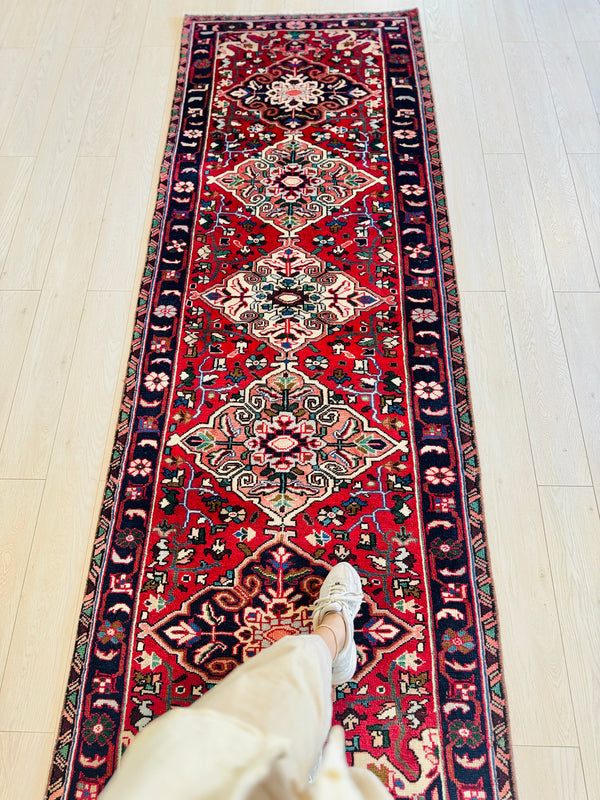 9' 6" x 3' 3" Excellent Hand-Knotted Vintage Tribal Runner Rug - Yasi & Fara 