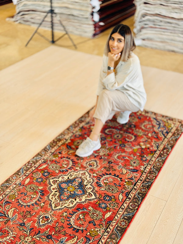 9' 11" x 3' 4" Excellent Hand-Knotted Vintage Tribal Runner Rug - Yasi & Fara 