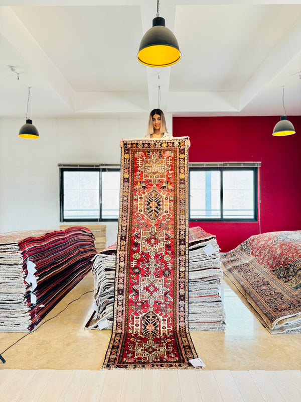 9' 3" x 2' 9" Excellent Hand-Knotted Vintage Tribal Runner Rug - Yasi & Fara 