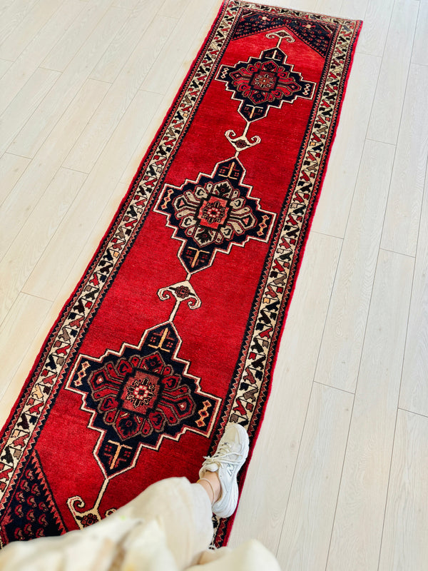 9' 10" x 2' 9" Excellent Hand-Knotted Vintage Tribal Runner Rug - Yasi & Fara 