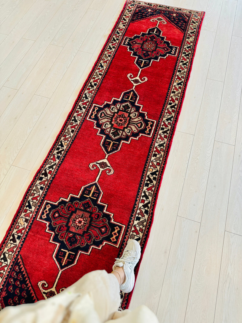 9' 10" x 2' 9" Excellent Hand-Knotted Vintage Tribal Runner Rug - Yasi & Fara 