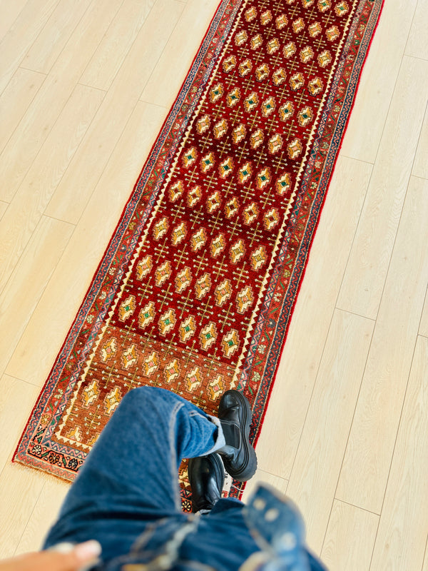 9'3" x 2'4" Excellent Hand-Knotted Vintage Tribal Runner Rug - Yasi & Fara 